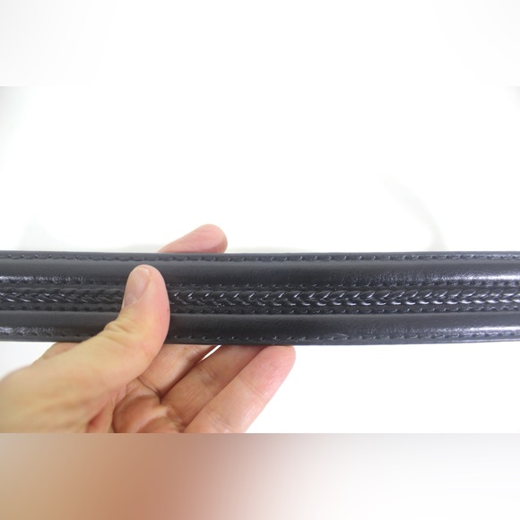 Vintage Black Canadian Longhorn Italian Style Leather Belt with Braided Detail - Picture 6 of 8